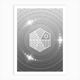 Geometric Glyph in White and Silver with Sparkle Array n.0283 Art Print