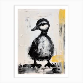Minimalist Brushstroke Portrait Of A Duckling 1 Art Print