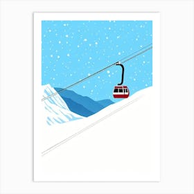 Verbier, Switzerland Minimal Skiing Poster Art Print