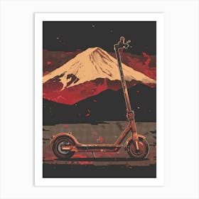 Mt Fuji and Scooter Art Print