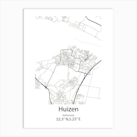 Huizen,Netherlands Minimalist Map Art Print