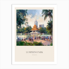 Lumphini Park Bangkok Thailand 3 Vintage Cezanne Inspired Poster Art Print