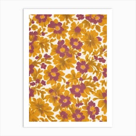 Goldenrod Floral Print Retro Pattern 2 Flower Art Print