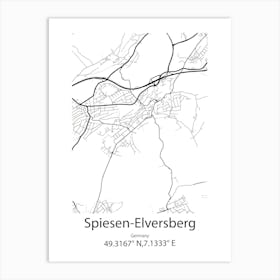 Spiesen Elversberg,Germany Minimalist Map Art Print