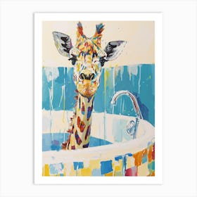 Dripping Paint Giraffe In The Bath Art Print