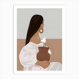 Woman Holding A Pot Art Print