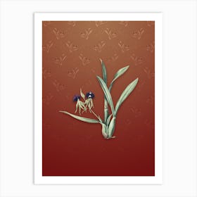 Vintage Clamshell Orchid Botanical on Falu Red Pattern n.0040 Art Print