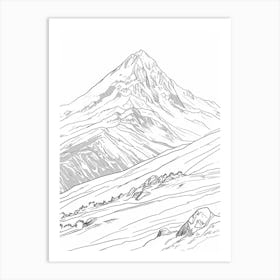 Mount Ossa Australia Color Line Drawing (3) Art Print