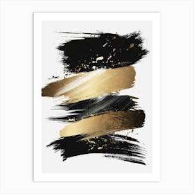 Gold And Black Brush Strokes 27 Art Print