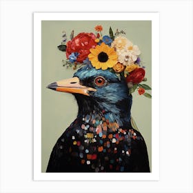 Bird With A Flower Crown Cowbird 1 Art Print