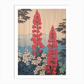 Hagi Bush Clover 2 Vintage Botanical Woodblock Art Print