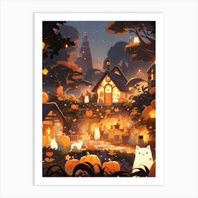 Halloween Village Art Print