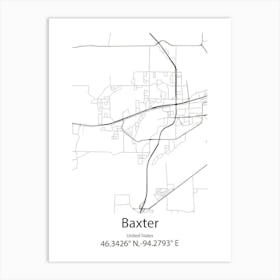 Baxter,United States Minimalist Map 1 Art Print