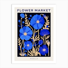 Blue Flower Market Poster Love In A Mist Nigella 5 Art Print