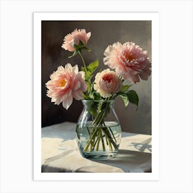 Bouquet of flowers in a glass vase Art Print