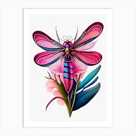Roseate Skimmer Dragonfly Tattoo 2 Art Print