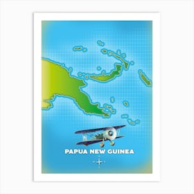 Papua New Guinea Travel map Art Print