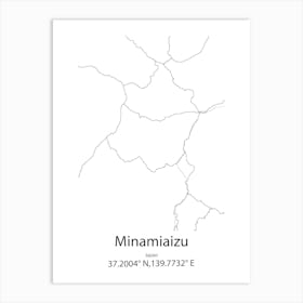 Minamiaizu,Japan Minimalist Map Art Print