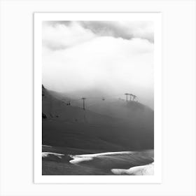 Snowy Ski Mountain Art Print