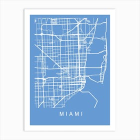 Miami Map Blueprint Art Print