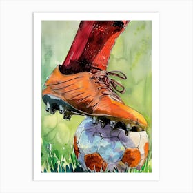 Football Player Watercolor Art (4) Art Print