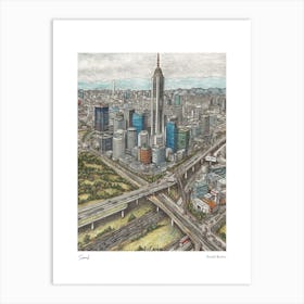 Seoul South Korea Drawing Pencil Style 2 Travel Poster Art Print