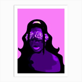 Afro Girl Art Prints Illustration Purple Art Print