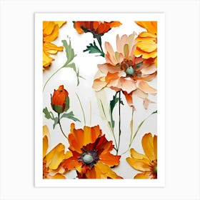 Collage Of Orange Flowers Art Print