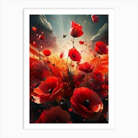 Storm Over Poppyfield Art Print