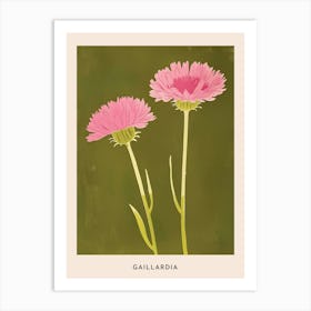 Pink & Green Gaillardia 2 Flower Poster Art Print