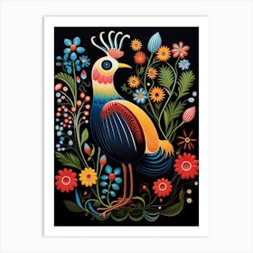 Folk Bird Illustration Pheasant 6 Art Print