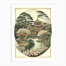 Hamarikyu Gardens, Japan Vintage Botanical Art Print