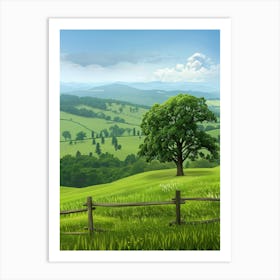 Landscape With Tree Art Print