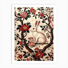 Chinese Lunar Year Of The Rabbit White 2 Full William Morris Style Art Print