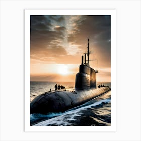 Submarine In The Ocean -Reimagined 13 Art Print