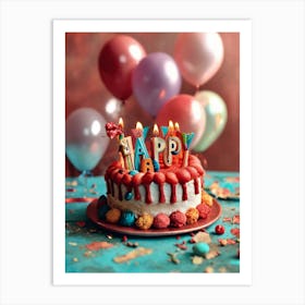 Happy Birthday Cake Art Print