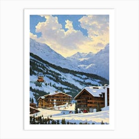 Livigno, Italy Ski Resort Vintage Landscape 2 Skiing Poster Art Print