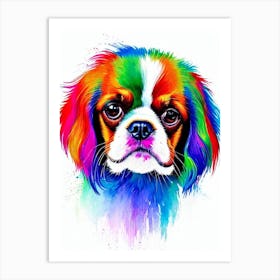 English Toy Spaniel Rainbow Oil Painting Dog Art Print