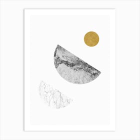 Gold and Marble Abstract Sun and Moon Art Art Print