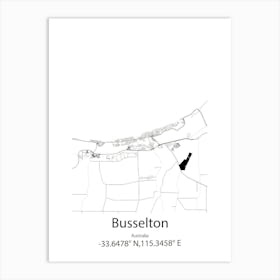 Busselton,Australia Minimalist Map Art Print