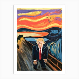 Donald Trump In The Style Of Edvard Munch The Scream Art Print