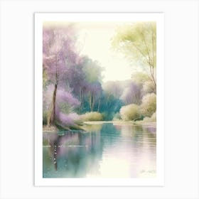 Bois Des Moutiers, France Pastel Watercolour Art Print