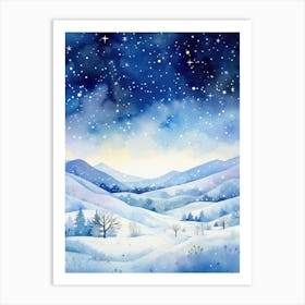 Winter Landscape Watercolor Painting 3 Art Print