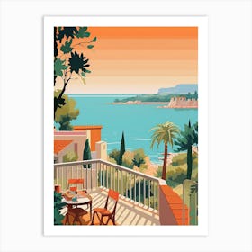 French Riviera, France, Graphic Illustration 2 Art Print