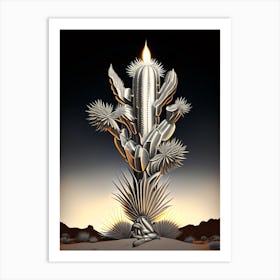 Silver Torch Joshua Tree Vintage Botanical Line Drawing  (3) Art Print