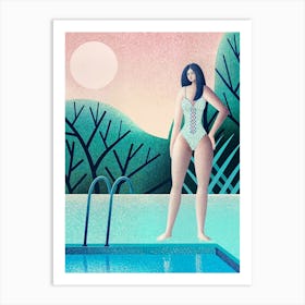 Swimming At Dusk Art Print