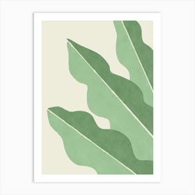 Colorblock Leaf Graphic Abstract Botanical Minimalist - Sage Light Green Art Print