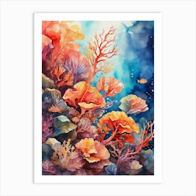 Coral Reef Watercolor Painting 2 Art Print
