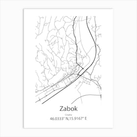 Zabok,Croatia Minimalist Map Art Print