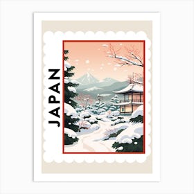 Retro Winter Stamp Poster Nagano Japan 2 Art Print